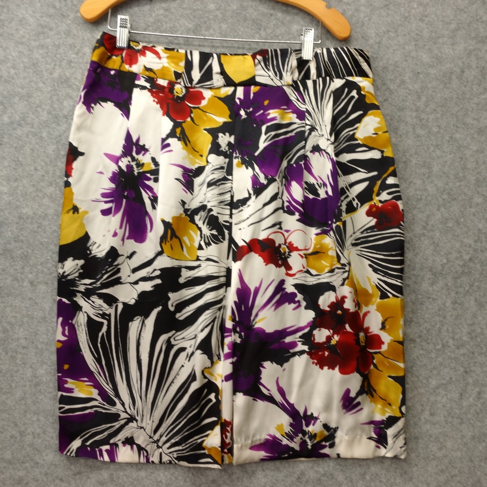 Vintage Silk Pencil Skirt Womens L 14 Tropical Resort Avant Garde 90s SPIEGEL